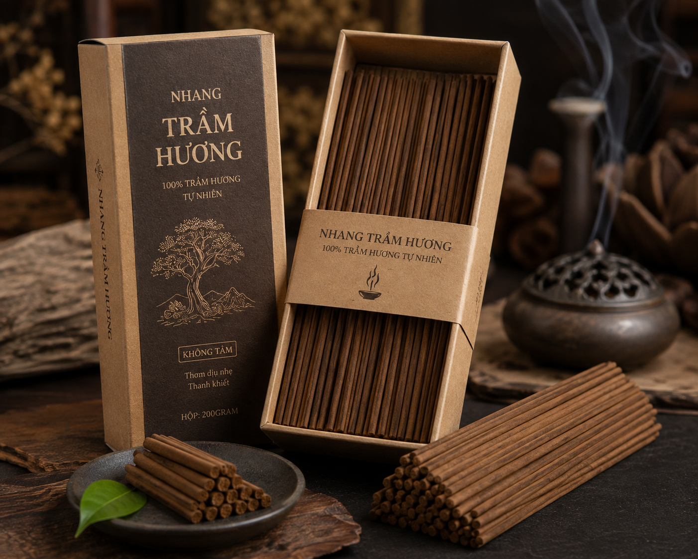 Nhang Thanh Trầm Hương Cao Cấp 12 năm – Hộp 40 thanh